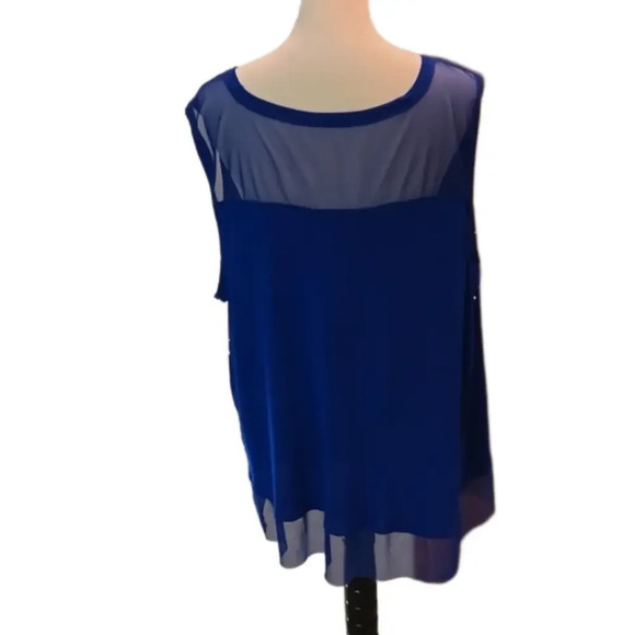 J-Lo Jennifer Lopez Royal Blue Tank Top Rivets Net Trim Hi-Low Hem Women size 3X - Picture 3 of 11